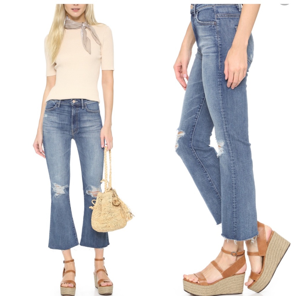 MOTHER Hustler Ankle Fray Distressed Jeans - Picture 1 of 14
